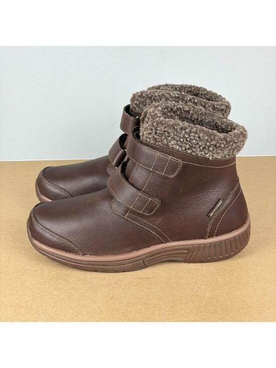 Orthofeet Shoes - Orthofeet 867 Florence Waterproof Boots Womens 8 Brown Leather Hook and Loop